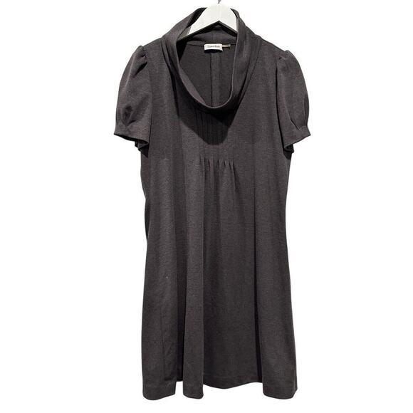 Calvin Klein Medium Cowl Neck Sweater A-Line Dress Gray Work Office Conservative - Picture 1 of 10